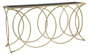 Console Infinity 160x40x79 cm in Ferro e Specchio e MDF Oro e Nero