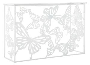 Console Bianco Butterfly 121,5x41x81 cm in Ferro MDF e Specchio Bianco e Oro