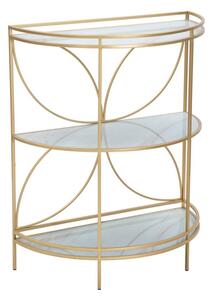 Mobiletto Glam Shelf 70x35x85 cm in Ferro MDF e Vetro Oro e Multicolor