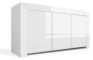 Credenza Mobile da Salotto 3 Porte 162x50x82cm TFT Amber Bianco Lucido
