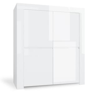 Mobile Alto 4 Porte e 4 Ripiani 118,5x50x140cm TFT Amber Bianco Lucido