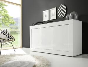 Credenza Mobile da Salotto 3 Porte 160x43x86cm TFT Basic Bianco Lucido