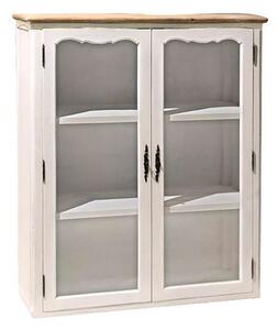 Vetrinetta in Legno 2 Ante 3 Ripiani 90x32,5x114cm Country Bianca