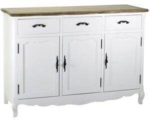 Credenza in Legno 3 Ante 3 Cassetti 126x45x88cm Country Bianca