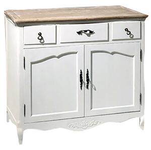 Credenza in Legno 2 Ante 3 Cassetti 95x45x88cm Country Bianca