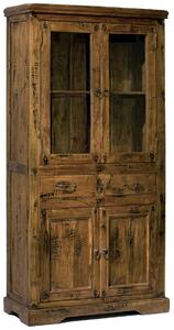 Mobile Vetrina 4 Ante 2 Cassetti in Legno Antic Chiaro