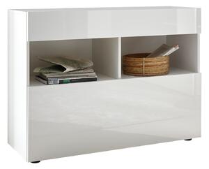 Credenza Mobile Soggiorno 1 Anta 2 Vani 111x42x82 cm TFT Akira Bianco Lucido