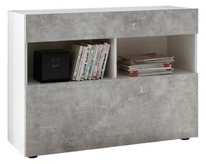 Credenza Mobile Soggiorno 1 Anta 2 Vani 111x42x82 cm TFT Akira Bianco e Cemento