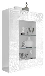 Credenza Mobile Soggiorno con Vetrina 2 Ante in Melaminico 120x42x166cm TFT Blossom Bianca