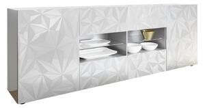 Mobile Buffet 2 Ante 4 Cassetti 240x42x84 cm in Legno TFT Praga Bianco Lucido