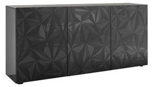 Mobile Buffet 3 Ante 180x42x84 cm in Legno TFT Praga Nero Lucido