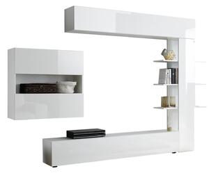 Parete Attrezzata Mobili Soggiorno Mobile TV Libreria 2 Pensili TFT Akira 1 Bianco Lucido
