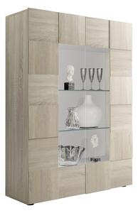 Mobile Vetrina 2 Ante 120x42x166 cm in Legno TFT Chequers Rovere Samoa