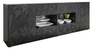Mobile Buffet 2 Ante 4 Cassetti 240x42x84 cm in Legno TFT Praga Nero Lucido