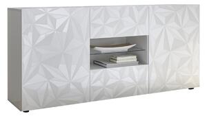 Mobile Buffet 2 Ante 2 Cassetti 180x42x84 cm in Legno TFT Praga Bianco Lucido