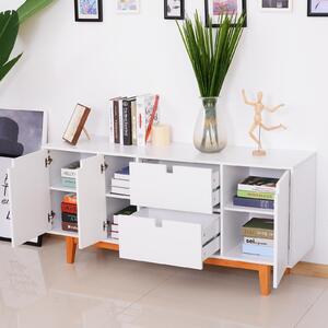 Credenza Mobile da Soggiorno Moderno Bianco con Piedini 145x38x67 cm
