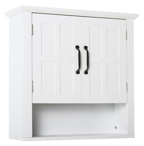 Mobiletto da Parete 2 Ante con Ripiano in Legno Bianco 60x19.8x58 cm