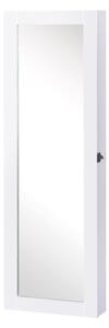 Specchiera Armadio Portagioielli da Parete in Legno MDF Bianco 37x9.5x112 cm