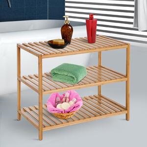 Scaffale Portaoggetti in Bambù con 3 Ripiani 65x40x55 cm