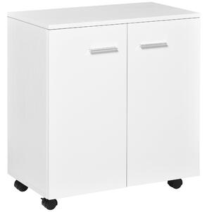 Mobile TV in legno con Ruote e 2 ante Bianco 60x35x65 cm