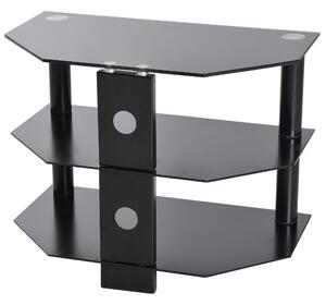 Mobile TV con 3 ripiani in Vetro Temperato Nero 65x38x50 cm