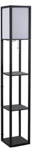 Scaffale Soggiorno in MDF con Lampada 40W Nero Bianco 26x26x160 cm