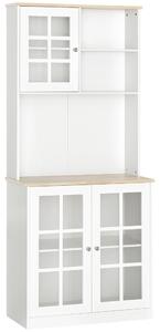 Credenza Moderna con 2 Vetrinette 80x37x183 cm in MDF Bianco