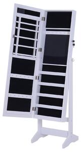 Armadio Portagioie a Specchio con 20 Luci LED Bianco 40x37x146 cm