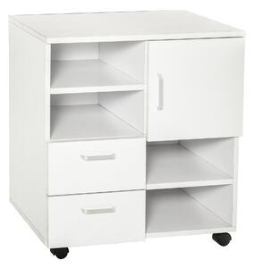Mobile TV in Legno 2 Cassetti e 1 Anta Bianco 60x65x35 cm