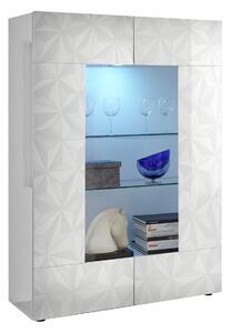 Mobile Vetrina 2 Ante 120x42x166 cm in Legno TFT Praga Bianco Lucido