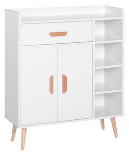 Madia Mobiletto Soggiorno con Piedi in Legno di Pino Bianco 80x29.5x96 cm