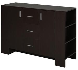 Credenza 2 Ante 3 Cassetti 3 Ripiani 120x38x84 cm in Legno Marrone Scuro