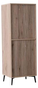 Vetrinetta Stile Classico con 2 Ante e 1 Scompartimento in Legno Rovere e Nero 48x40x132 cm