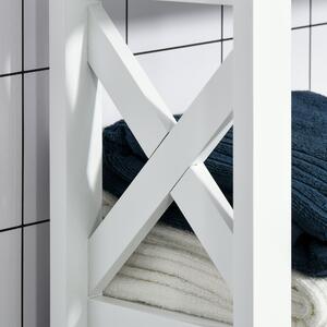 Mobile Scaffale Salvaspazio 2 Cassetti 3 Mensole 60x20x165 cm Bianco