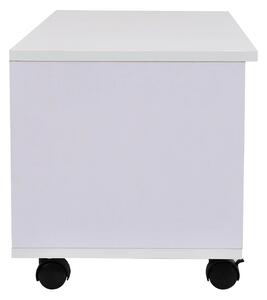 Mobile TV DVD in Legno con Ruote Cassetti 80x35x35 cm Bianco