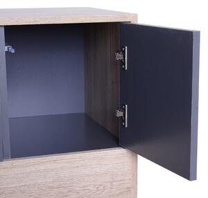 Credenza Mobile da Soggiorno in Legno Naturale e Grigio Scuro