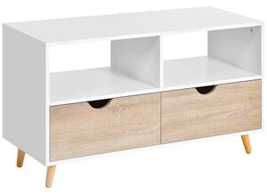 Mobile TV 2 Cassetti 2 Ripiani 99x39x58 cm in Legno Bianco