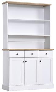 Mobile da Cucina Credenza 3 Ripiani 3 Cassetti 3 Ante 101x39x180,5 cm Bianca