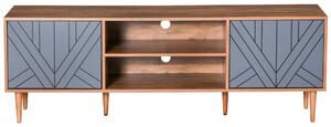 Mobile TV 160x39,5x55 cm con Ante e Mensole Teak e Grigio