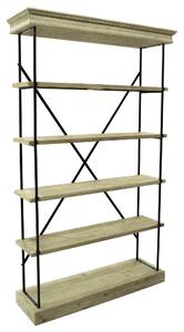 Scaffale 5 Ripiani 127x44x211 cm in Ferro e Legno Fox Nero