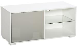 Mobile TV 100x40x45 cm in Legno Truciolare e Vetro Bianco e Grigio
