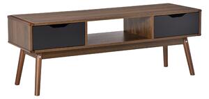 Mobile TV 2 Ante e Vano Centrale 122x39x46 cm in Legno Teak e Nero