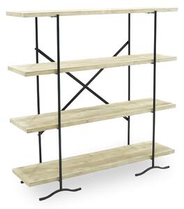 Scaffale 4 Ripiani 120x34x120 cm in Ferro e Legno Zen Nero