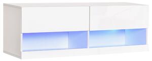 Mobile TV Sospeso con Luci a LED 120x35x40,5 cm in MDF Bianco Lucido