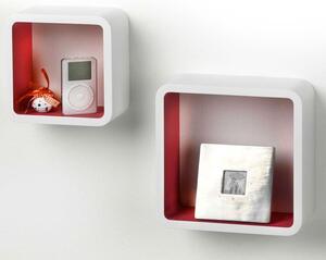 Set 2 Mensola in Legno Stile Desing Moderno Bianco Fucsia