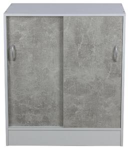 Mobiile 2 Ante Scorrevoli 3 Ripiani 60x30x71 cm in PB e Carta Cemento