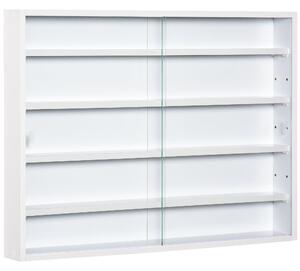 Pensile Bacheca Portaoggetti 80x9,5x60 cm con Ante Scorrevoli in Vetro Bianca
