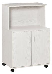 Mobile da Cucina Credenza con Ruote e Ripiano 60,4x40,3x97 cm in Legno Truciolare Bianco