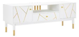 Porta Tv Luxy 140x50x55 cm in Legno e MDF e in Ferro Bianco e Oro