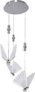 Lampada a sospensione decorativa rotonda a forma di farfalla in cromo, LED 24W con colore variabile MARIPOSA Light Prestige